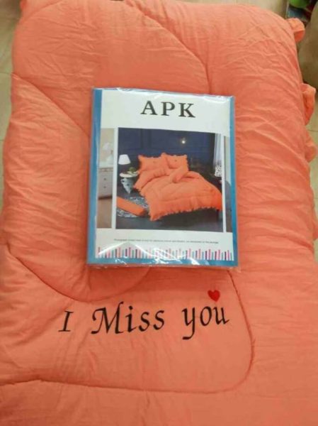 ชุดเครื่องนอนขนเป็ดเทียมสีส้ม